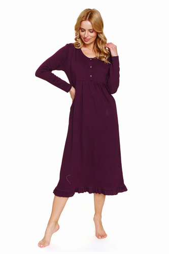 7318 Doctor Nap - Terhességi és szoptatós hálóing pamutból | Lengyel gyártmány - bordó