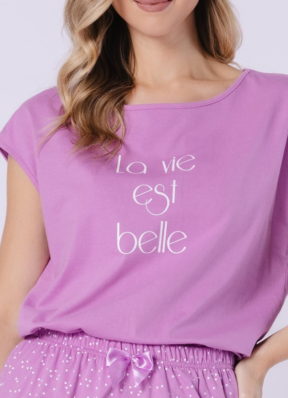 Rafaella Leveza 1715 lila - női pamut pizsama rövidnadrággal, könnyű és kényelmes