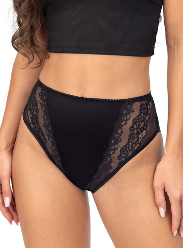 Bugyi 228 Donna fekete - klasszikus női bugyi magas derékkal és csipkével