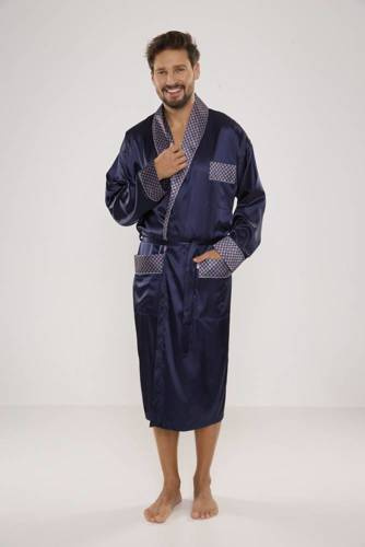 940 Forex férfi szatén fürdőköpeny - tengerészkék