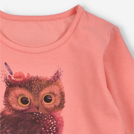 KAR-3001 Lányok hosszú ujjú blúz Lagarto Verde lazac - stílusos, pamut, lengyel gyártás