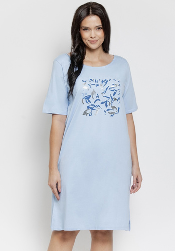 Valentina 3572/3537 Taro hálóing kék színben - pamut, rövid ujjú