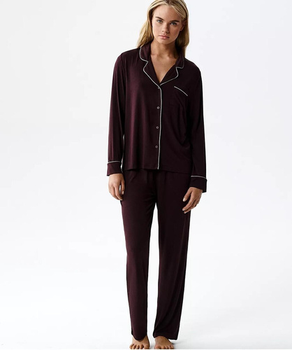 Atlantic NLP-495 női modal pizsama gallérral és hosszú nadrággal