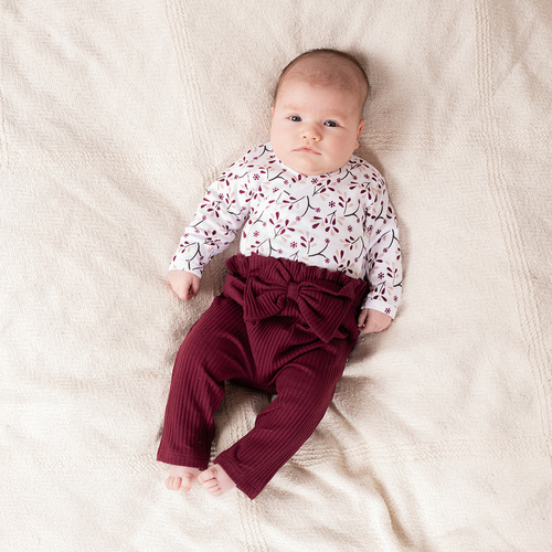 217016 Alisa pamut nadrág Nicol bordázott, masnival bordázott nadrág