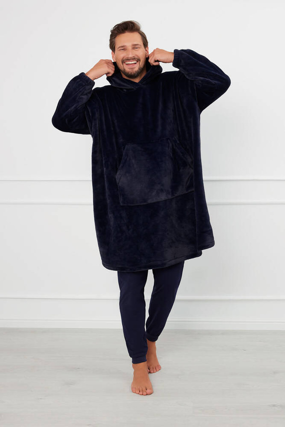 Forio csuklyás takaróblúz unisex olasz divat - tengerészkék