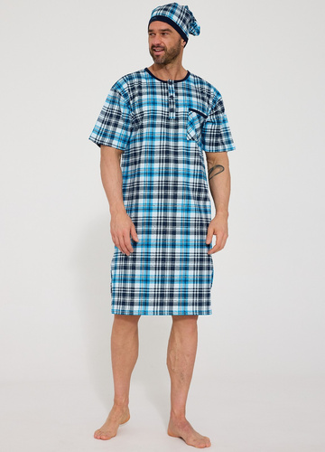 Cornette 109/38– férfi hálóing 100% pamutból, rövid ujj, gombok és mellzseb