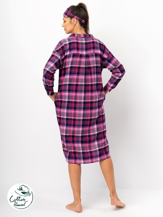 Női ing Key LND 490 fukszia-pamut flanel, hosszú ujjú, gombok