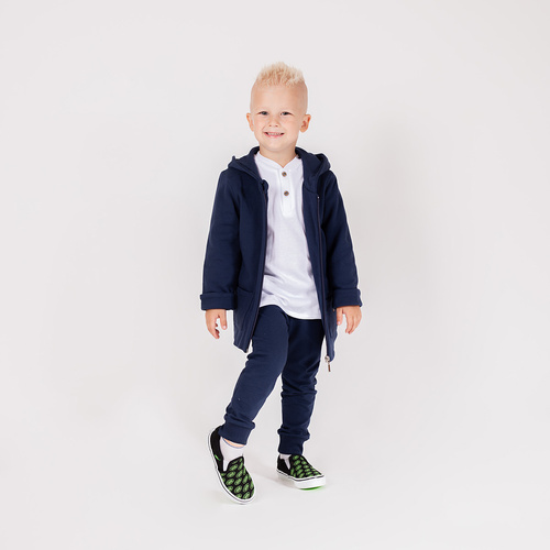 219288 Willy gyermek melegítő dzseki Nicol - sötétkék kapucnival és fülekkel