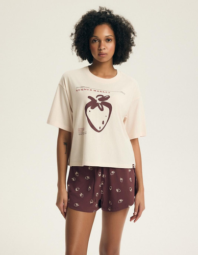 Henderson Evika 44474 női pizsama – pamut, eper mintás, rövidnadrág