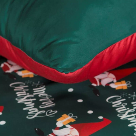 Galdor karácsonyi ágynemű Eurofirany mikroszálas zöld piros gnómok - puha, könnyű és könnyen ápolható, cipzárral zárható