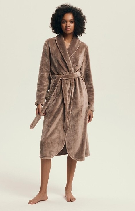 43595 Dextra Női köntös Henderson kávé - puha, kötött, térd fölé nyitható