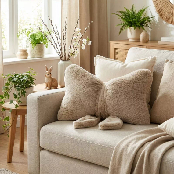 Eurofirany Wiosna 135 – dekoratív párna 37x10x30 masnival beige