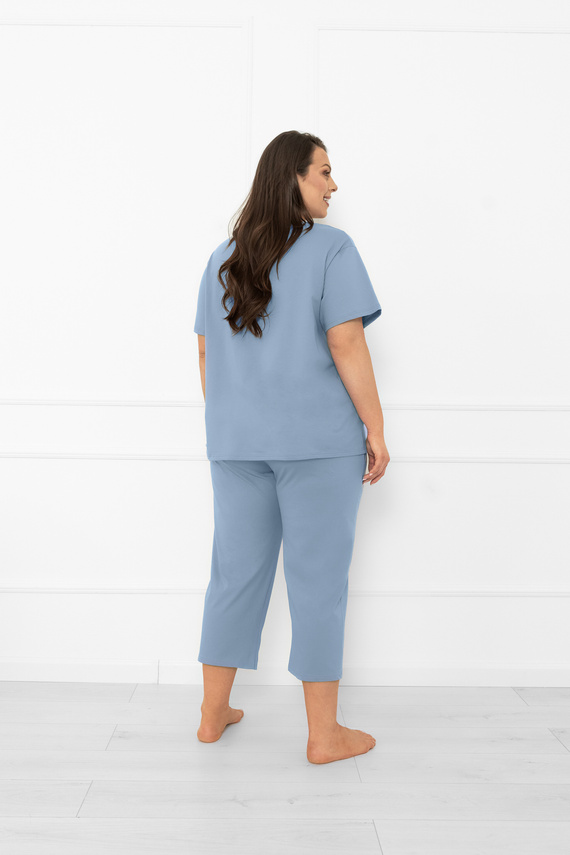 Női pizsama Ksara - rövid ujjú, 3/4-es nadrág, pamut Italian Fashion - steel