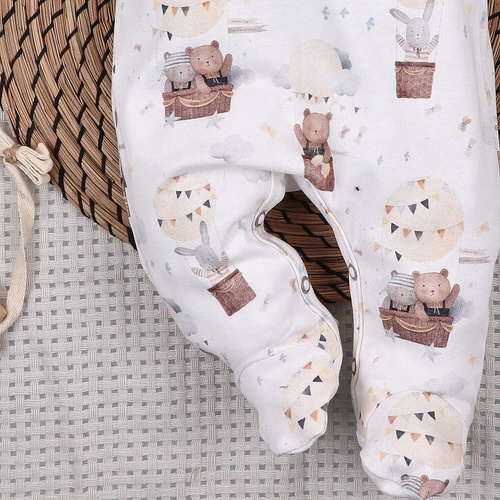 ABN-5537 Nini Happy Animals babapulóver organikus pamutból - nikkelmentes nyomógombok, hipoallergén, lengyel gyártás