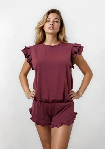 Dkaren Lulu 2 női pizsama pamut szett rövidnadrág kényelmes