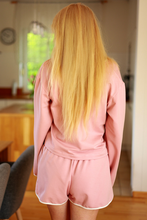 Alex Mirale - Női háromrészes tréningruha szett | Blúz + nadrág + rövidnadrág | Lengyel gyártmány - rózsaszín