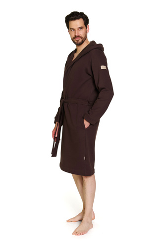 Doctor Nap 7332 - Férfi pamut köpeny kapucnival | 100% pamut, polírozott - brownie