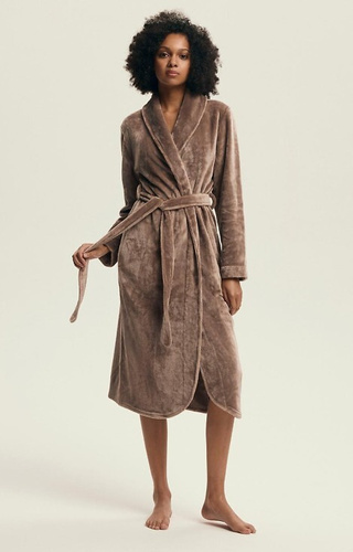 43595 Dextra Női köntös Henderson kávé - puha, kötött, térd fölé nyitható