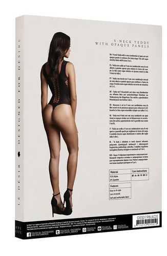 Body DES019 Le Désir fekete body kivágásokkal és dekoltázzsal S-L, XL-4XL