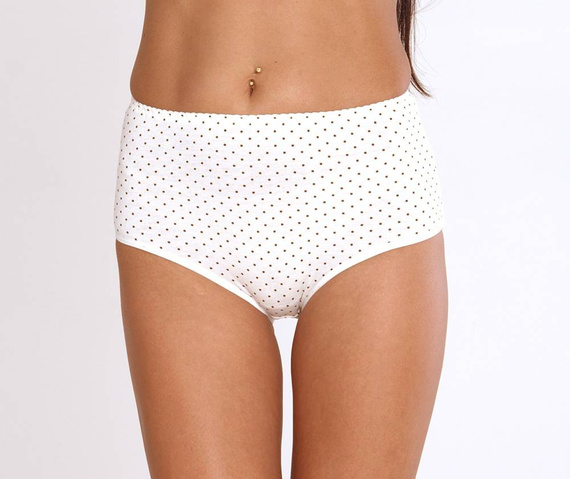 018 Sara De lafense magas derekú bugyi - ekrü pöttyök