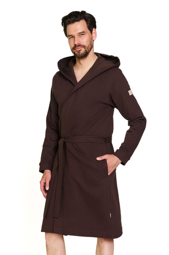 Doctor Nap 7332 - Férfi pamut köpeny kapucnival | 100% pamut, polírozott - brownie