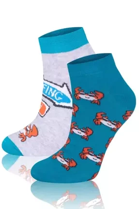 S138S Krab Socks lábzokni olasz divat - türkiz/narancs/világos melange