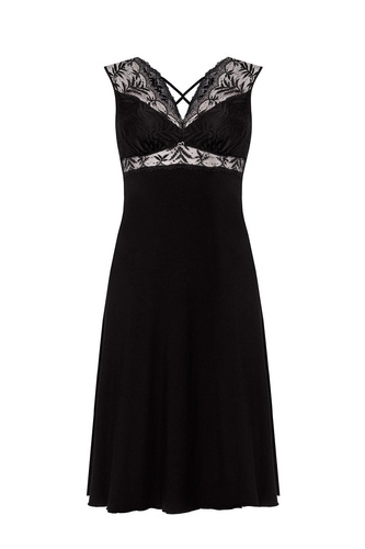 Hálóing Petra KM29 Mefemi by Nipplex fekete - viszkóz, csipke, vádlihosszúságú, vékonytalpú