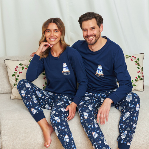 7338 Férfi Doctor Nap Cozy Bear pizsama - pamut, hosszú ujjú, hosszú nadrág és nadrág