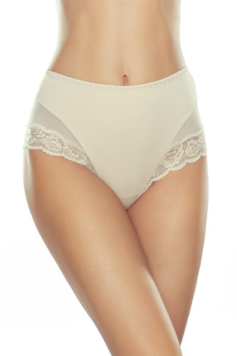 Vensa Eldar bézs - karcsúsító bugyi, magas derekú, mikroszálas és csipkés, elegáns