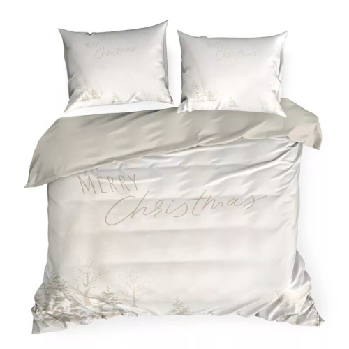 Hópehely karácsonyi ágynemű Eurofirany mikroszálas fehér téli tájképből - puha, könnyű és könnyen ápolható, cipzárral zárható