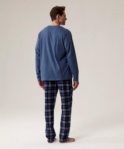 NMP-393 Atlantic blue - férfi pamut pizsamanadrág flanel pamutból