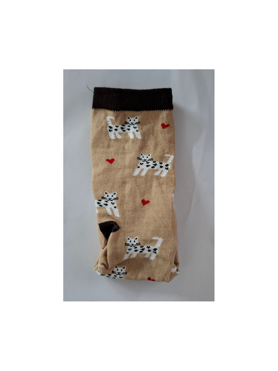 0200.196 Kis macskák és szívek Milena - női zokni, bézs színű