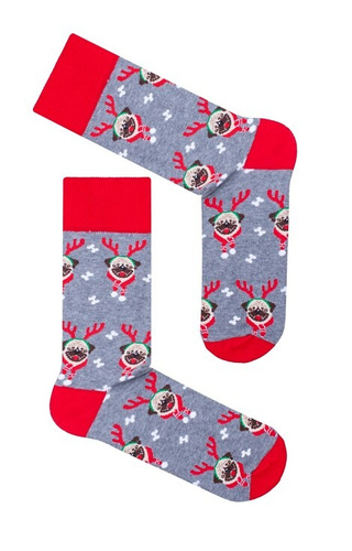 1290-036 Mopsy férfi zokni Milena szürke-karácsonyi színű pamut zokni