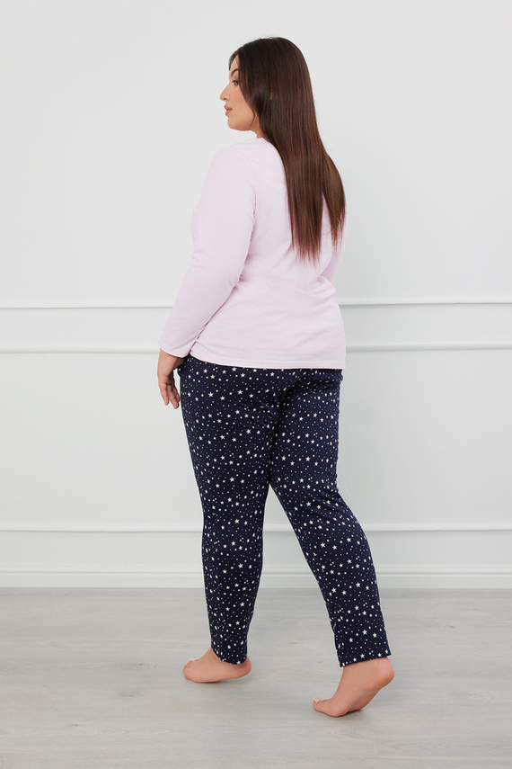 Arugia Női pizsama hosszú ujjú, hosszú nadrág olasz divat - rózsaszín/print