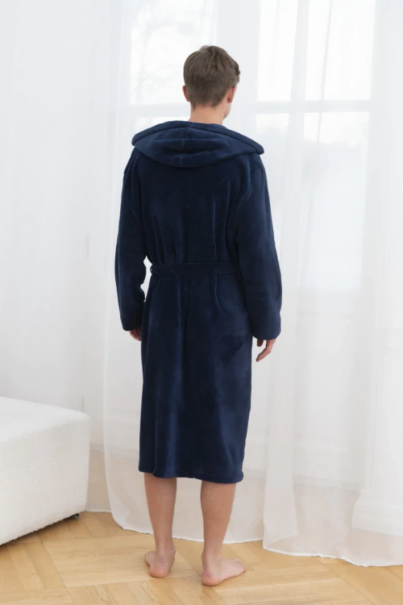 Mimas Férfi fürdőköpeny kapucnival olasz divat - tengerészkék