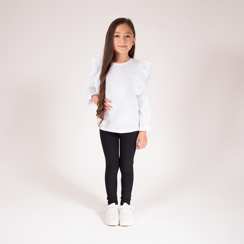 198282 Viki lány leggings Nicol - pamut elasztánnal, kényelmes, fekete, polírozott gyártású