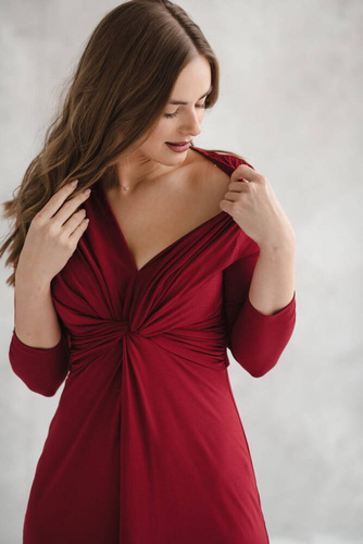 Loop Sukienka ciążowa i do karmienia rękaw 7/8 Milk&Love bordowy