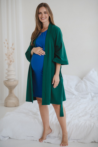 Milk&Love kismama köpeny üvegzöld - pamut elasztánnal, kényelmes, 7/8-as ujjú, pamut, elasztánnal