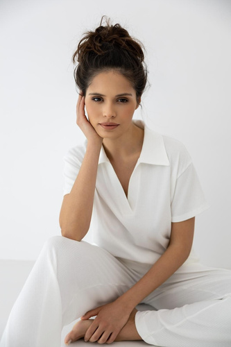 Sensis Zuri ecru női pizsama – pamut és modal szett