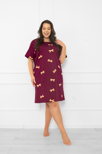 Kwadro Női hálóing Italian Fashion - pamut, rövid ujjú, masnival