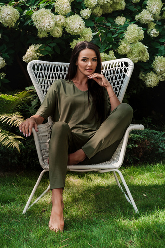 Paramo női rövid ujjú szett, hossza. nadrág Italian Fashion - khaki