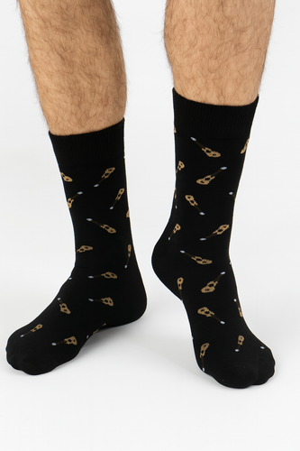 Férfi zokni Milena Avangard 0125-122 - Small Guitars | Pamut, nem nyomott pánt, lengyel gyártmány - fekete