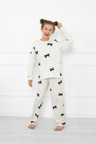 Lány pizsama Fiocca- ekrü, pamut, hosszú ujjú és nadrágos Olasz Divat