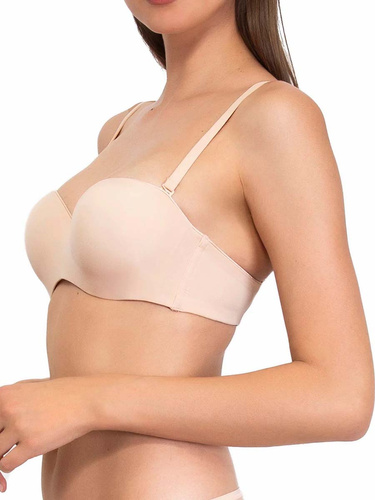 1580 Push-up melltartó Fantastic - bandeau, mikroszálas Sielei bézs színben