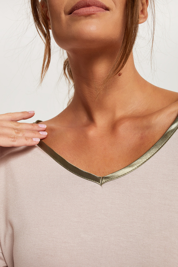 Indonézia Női pizsama 3/4 ujjú, 3/4 nadrág Olasz divat - bézs/print