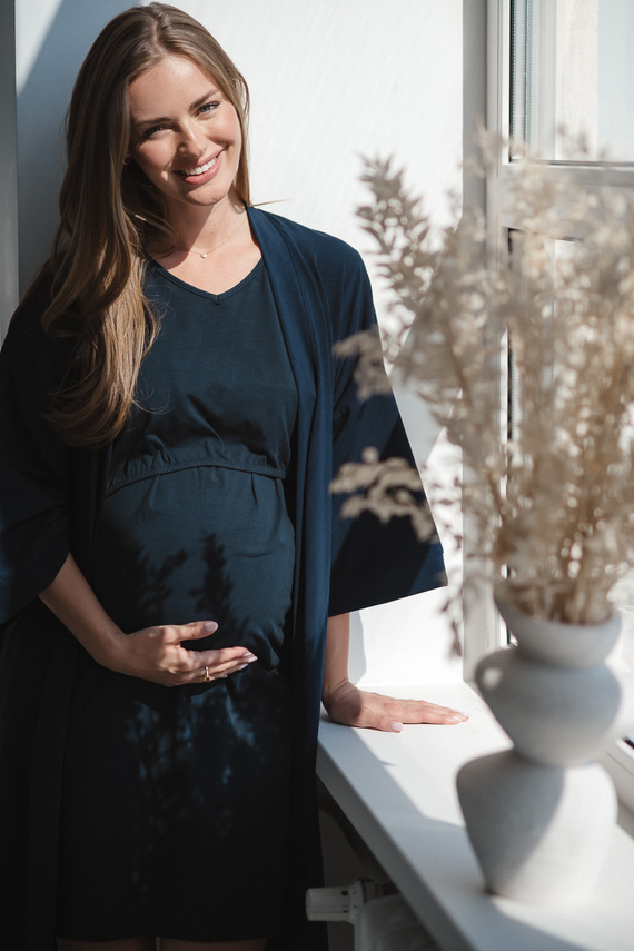 Milk&Love kismama köpeny tengerészkék - pamut elasztánnal, kényelmes, 7/8-as ujjú