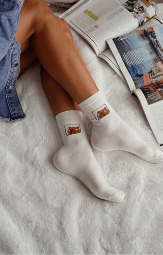 0200-186 Kapibara Női zokni Milena ekrü - pamut, mintás, mintás