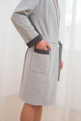 Gabriel Férfi fürdőköpeny zsebekkel Olasz divat - melange/grafit