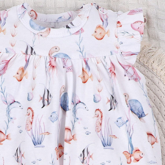 ABN-5481 Vízalatti világ Nini babaruha - organikus pamut, rövid ujjú, rövid ujjú