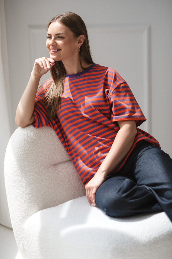 Mamahood Terhesség és szoptatás póló Milk&Love lila és narancssárga - kényelmes és elegáns